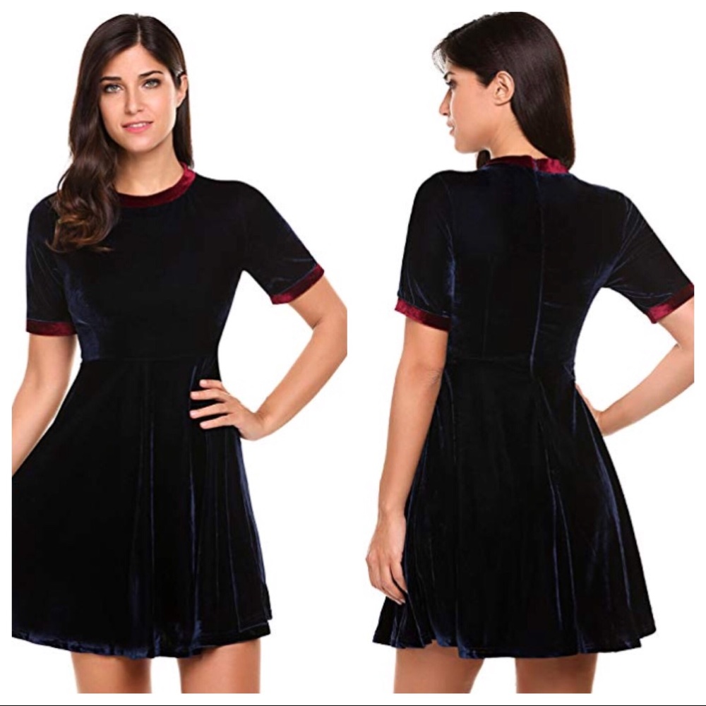 🆕Acevog Women’s Casual Short Sleeve Velvet Dress
